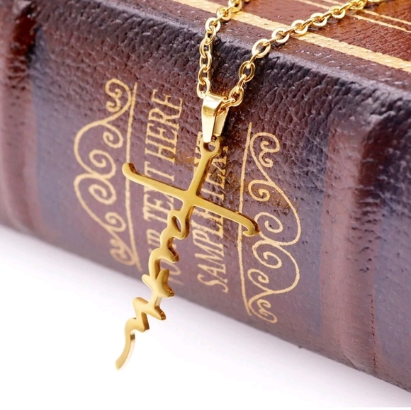 Goldtone Faith Pendant Necklace For Men Women, 19 Inches Adjustable - Picture 10 of 13